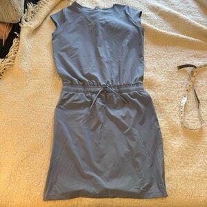 Albion Slate Blue Drawstring Waist Casual Dress